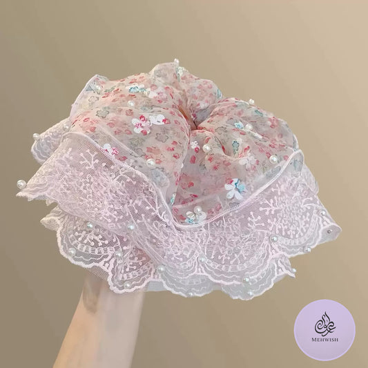 Premium Floral Lace Scrunchie