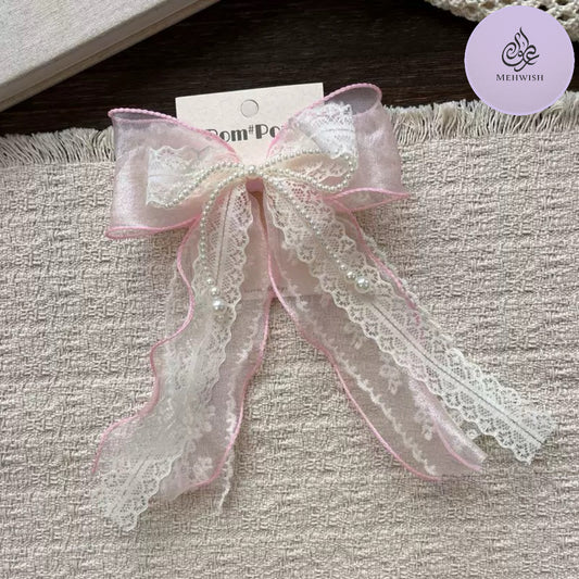 Lace Pearl Pookie Bow
